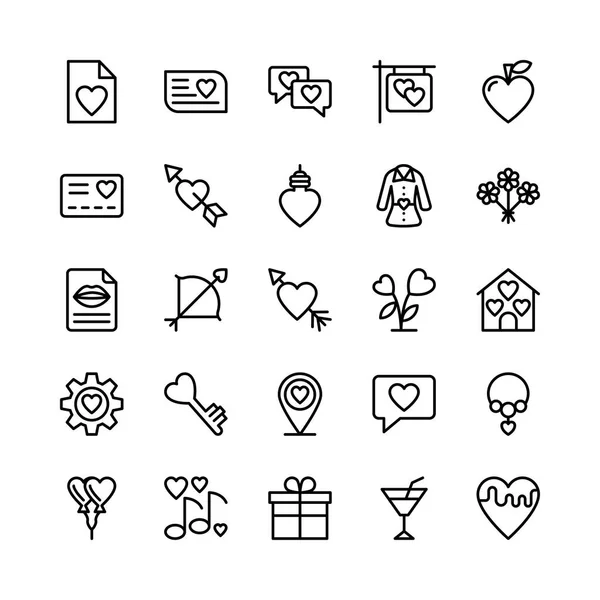 Amor y San Valentín línea Vector iconos 5 — Archivo Imágenes Vectoriales