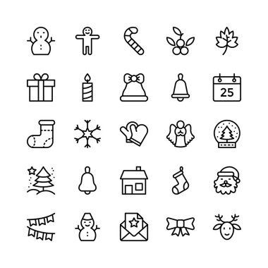 Noel, Cadılar Bayramı, parti ve kutlama satırı vektör simgeler 2