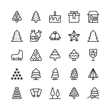 Noel, Cadılar Bayramı, parti ve kutlama satırı vektör simgeler 12