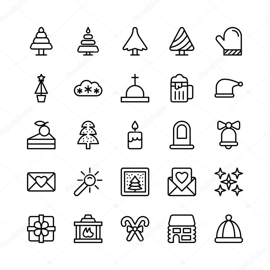 Christmas, Halloween, Party and Celebration Line Vector Icons 14