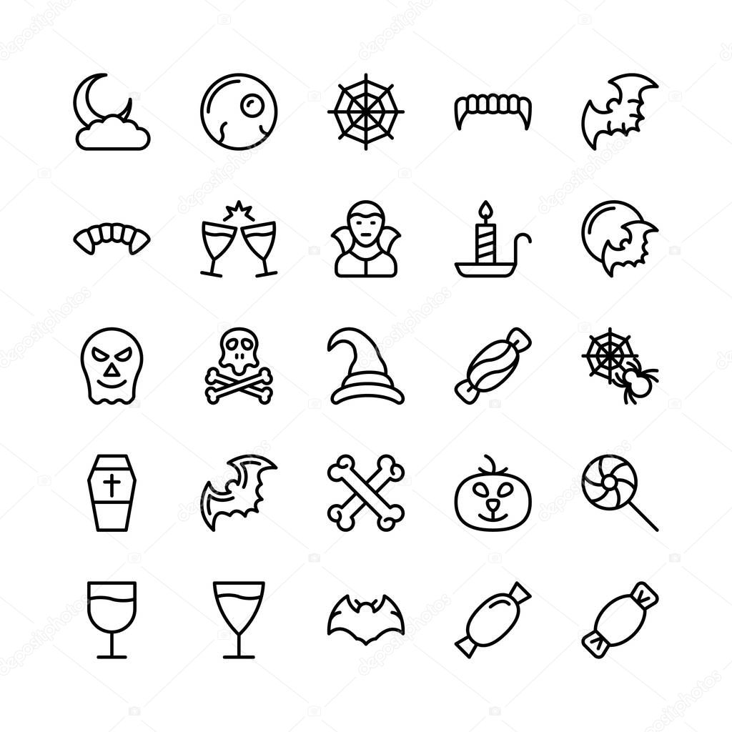 Christmas, Halloween, Party and Celebration Line Vector Icons 21