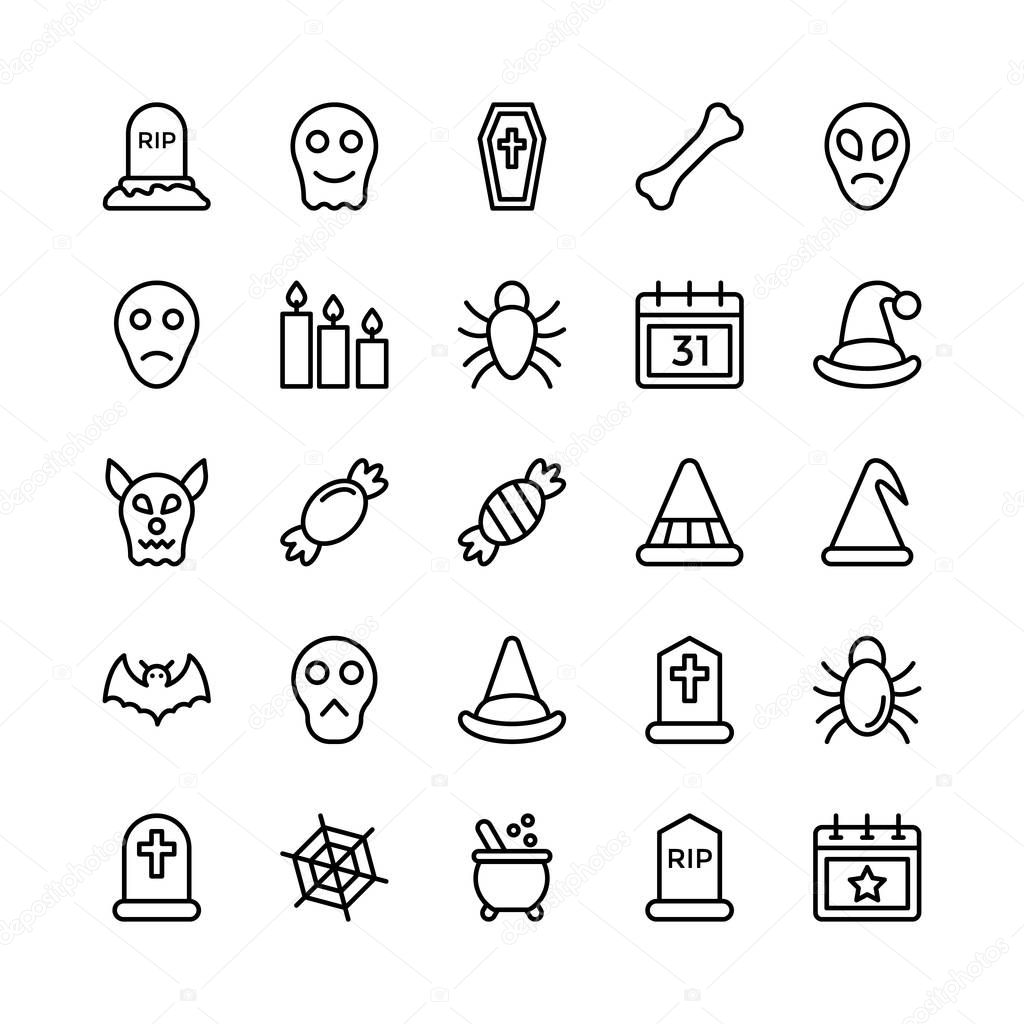 Christmas, Halloween, Party and Celebration Line Vector Icons 23
