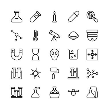 Bilim ve teknoloji çizgi vektör simgeleri 6