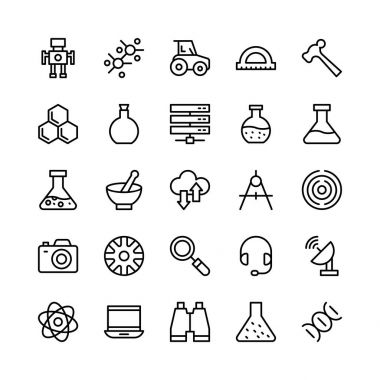 Bilim ve teknoloji çizgi vektör simgeleri 8