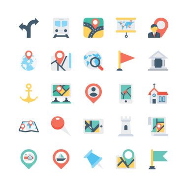 Map and Navigation Colored Vector Icons 1 clipart