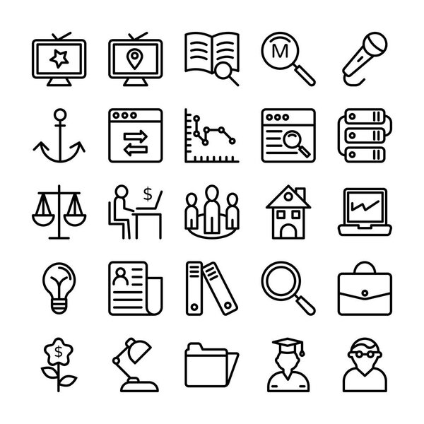 Векторные иконки бизнес и офисная линия 15
