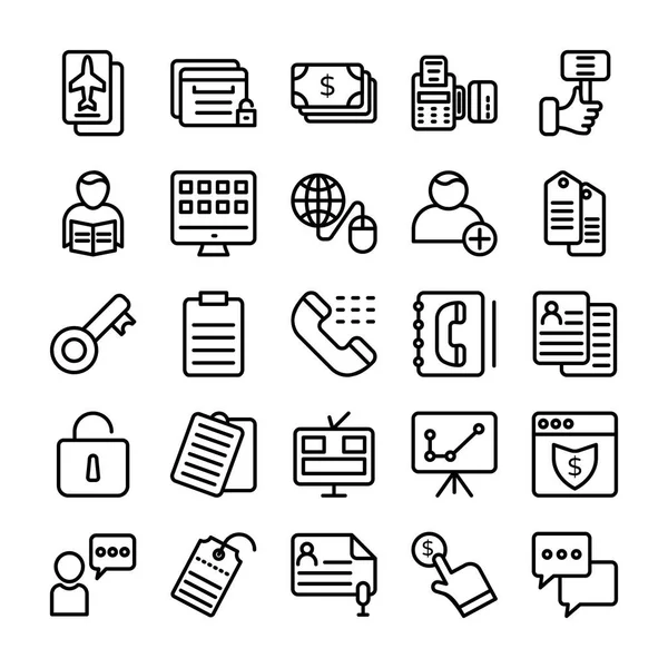 Business and Office Line Vector Icons 14 — Stock Vector