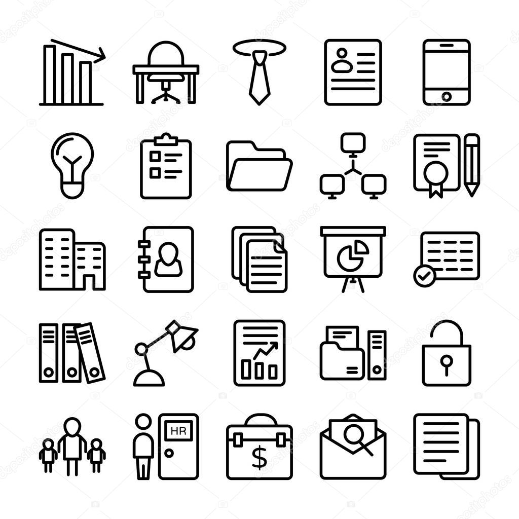 Business and Office Line Vector Icons 7