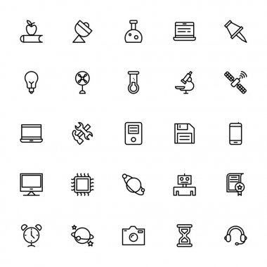 Bilim ve teknoloji çizgi vektör simgeler 3
