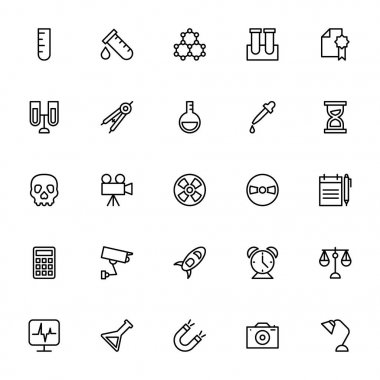Bilim ve teknoloji çizgi vektör simgeleri 8