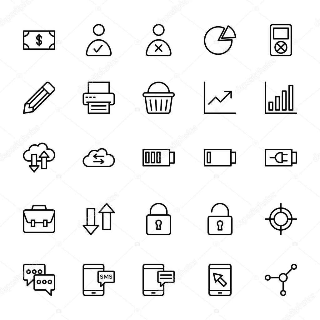 Web and Mobile UI Line Vector Icons 6