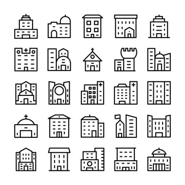 Binalar, simge vektör simgeler 12 satır