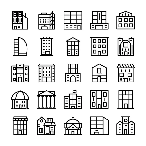 Binalar, simge vektör simgeleri 8 satır.