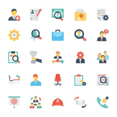İnsan kaynakları ve yönetim vektör simgeler 4 renkte