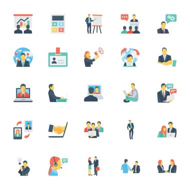 İnsan kaynakları ve yönetim vektör simgeler 7 renkte