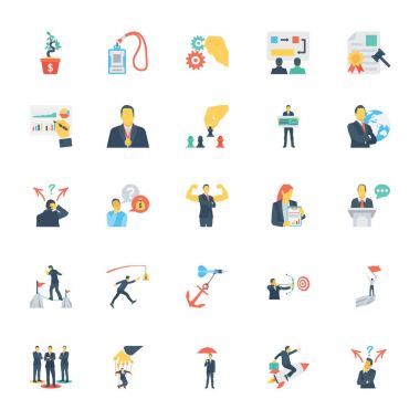 İnsan kaynakları ve yönetim vektör simgeler 10 renkte