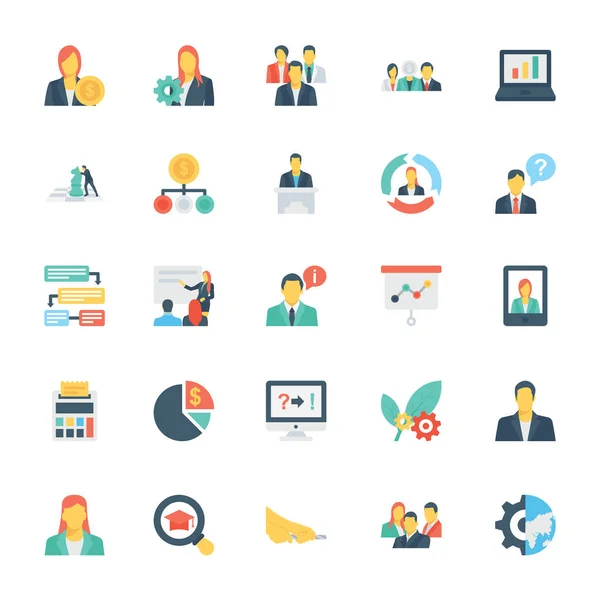 Human Resources and Management Colored Vector Icons 2 — Stock Vector