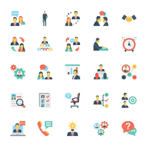 Human Resources and Management Colored Vector Icons 6 — Stock Vector