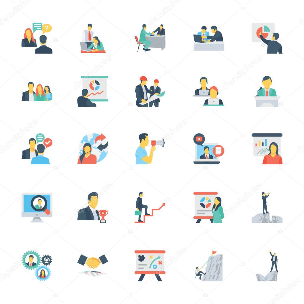 Human Resources and Management Colored Vector Icons 8