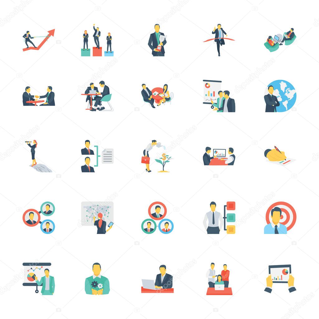 Human Resources and Management Colored Vector Icons 11