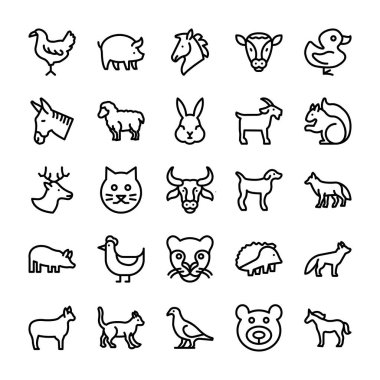Hayvanlar vektör simgeler 3 hat