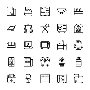 Hotel çizgi vektör simgeler 12