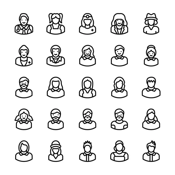 Avatars Line Vector Icons 6 — Stock Vector