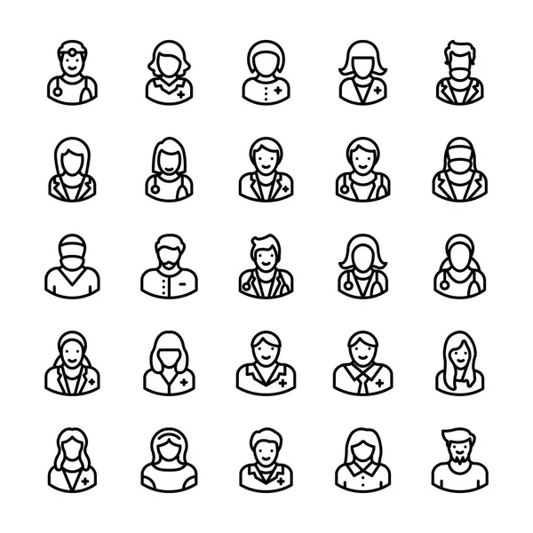 Avatars Line Vector Icons 5 — Stock Vector