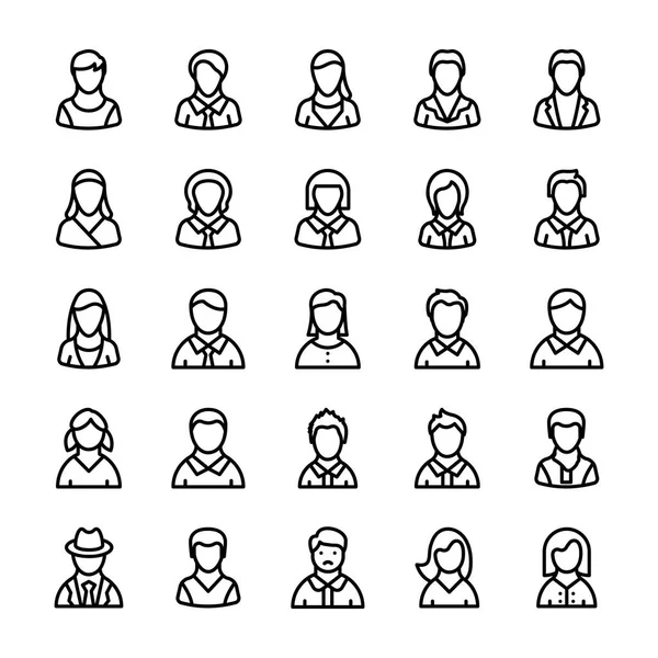 Avatars Line Vector Icons 2 — Stock Vector