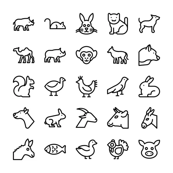 Animals Line Vector Icons 2 — Stock Vector