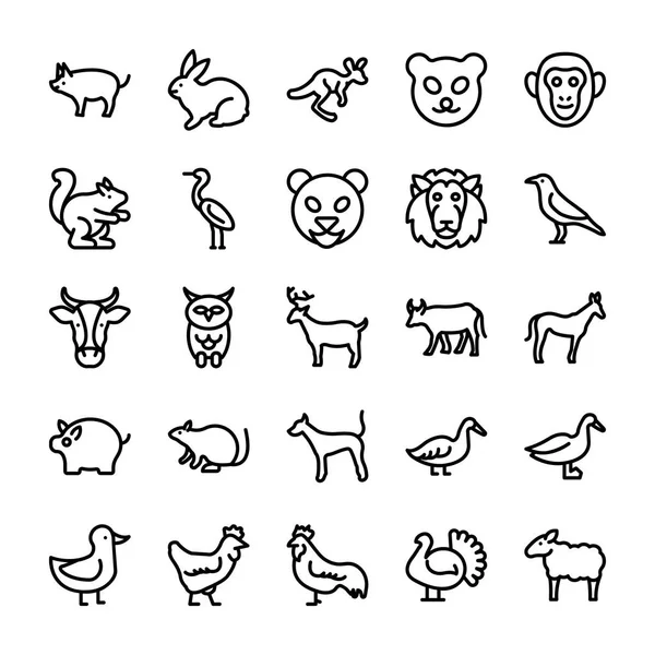 Zvířata lemují vektorové ikony 4 — Stockový vektor