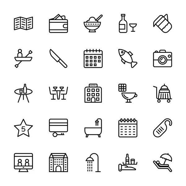 Línea de Hotel Vector Iconos 7 — Archivo Imágenes Vectoriales