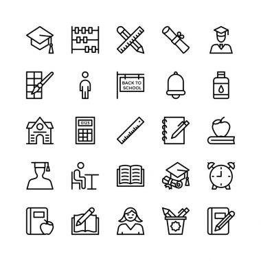 Okul ve eğitim çizgi vektör simgeler 1