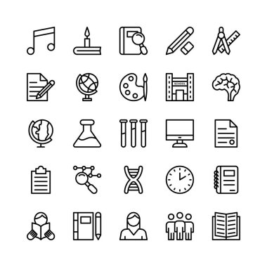 Okul ve eğitim çizgi vektör simgeler 2