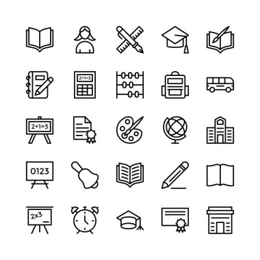 Okul ve eğitim çizgi vektör simgeler 5