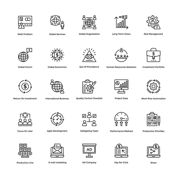 Línea de Negocios y Finanzas Vector Iconos 8 — Archivo Imágenes Vectoriales