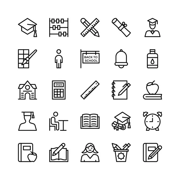 Iconos de Vector de Línea Escolar y Educativa 1 — Archivo Imágenes Vectoriales