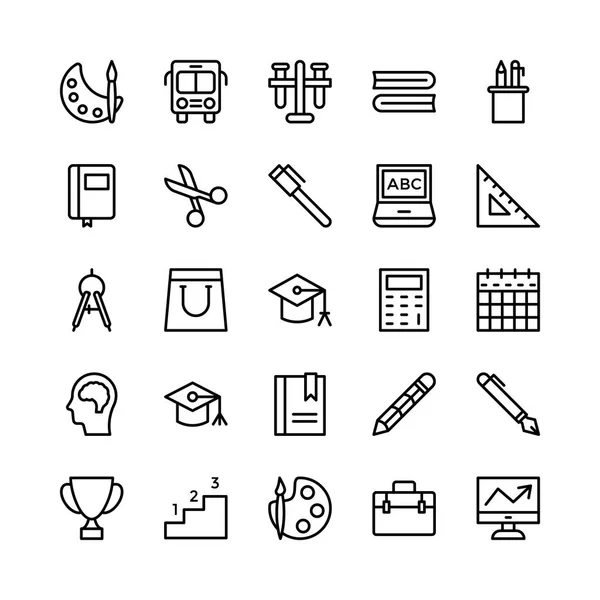 School and Education Line Vector Icons 6 — Stock Vector