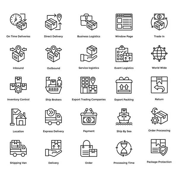 Juego de iconos vectoriales de entrega logística 1 — Archivo Imágenes Vectoriales