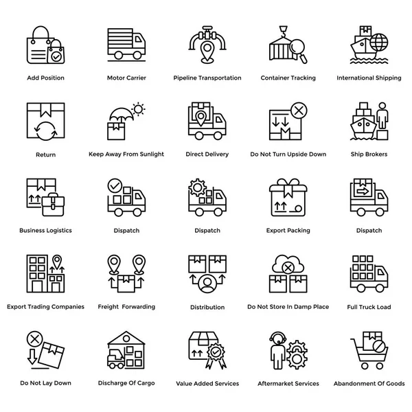 Logistik Lieferung Vektor Symbole Set 11 — Stockvektor