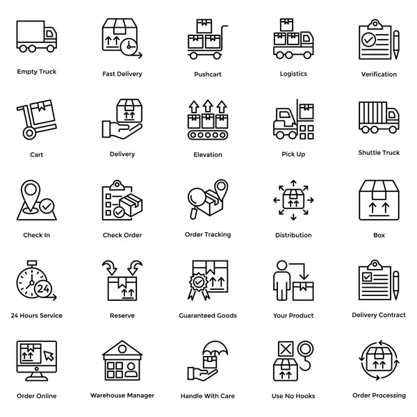 Logistik Lieferung Vektor Symbole Set 7 — Stockvektor