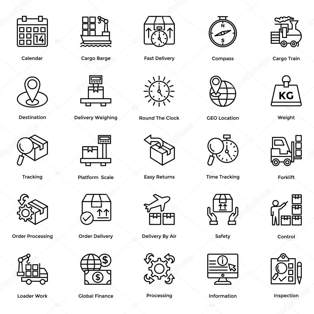 Logistic Delivery Vector Icons Set 6