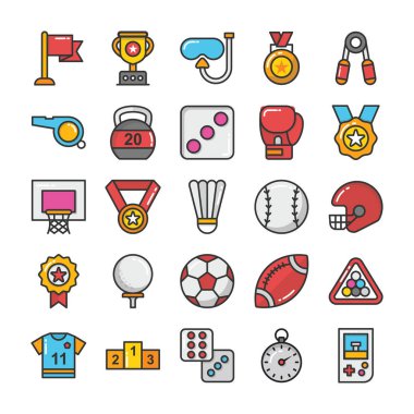 Spor ve oyunlar düz Vector Icons 2 Set