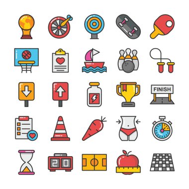 Spor ve oyunlar düz Vector Icons 4 Set