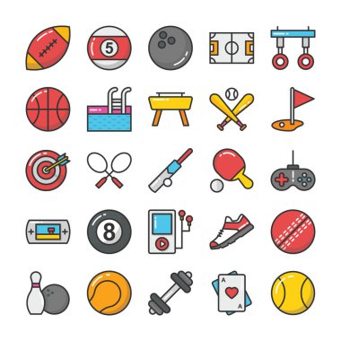 Spor ve oyunlar düz Vector Icons 1 Set