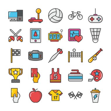 3 Spor ve oyunlar düz Vector Icons Set