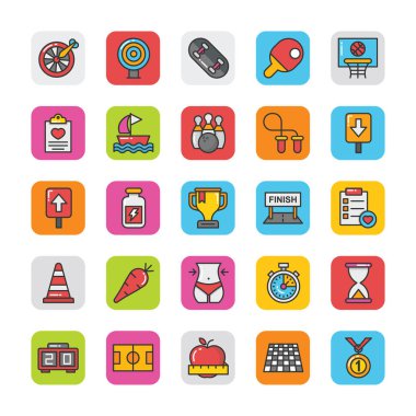 Spor ve oyunlar düz Vector Icons 4 Set