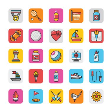 5 Spor ve oyunlar düz Vector Icons Set