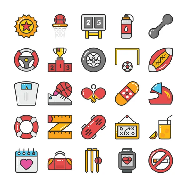 6 spor ve oyunlar düz Vector Icons Set