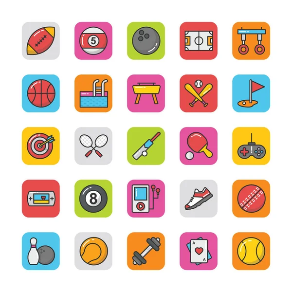 Spor ve oyunlar düz Vector Icons 1 Set
